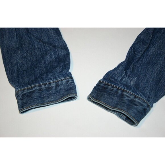 Forever 21 jean jacket womens small distressed denim blue button up - Picture 6 of 7